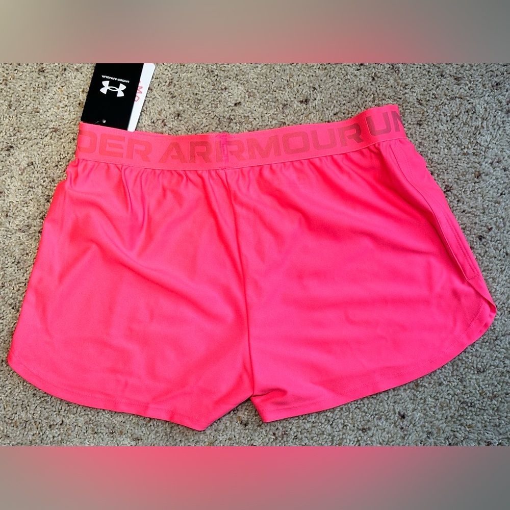 NEW Under Armour Girls Playup Solid Short - Pink - Picture 2 of 3